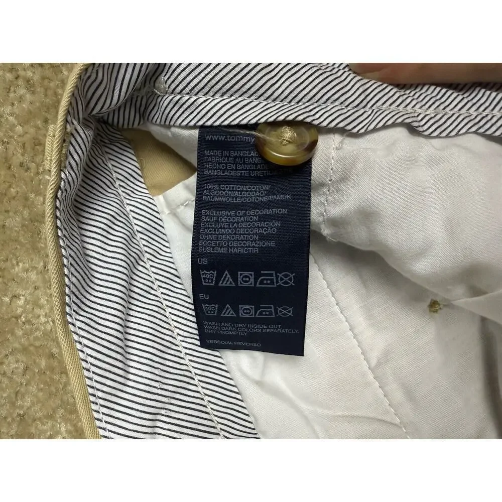 Tommy Hilfiger Pleated Chino Tan Size 36 x 30 Khakis A628